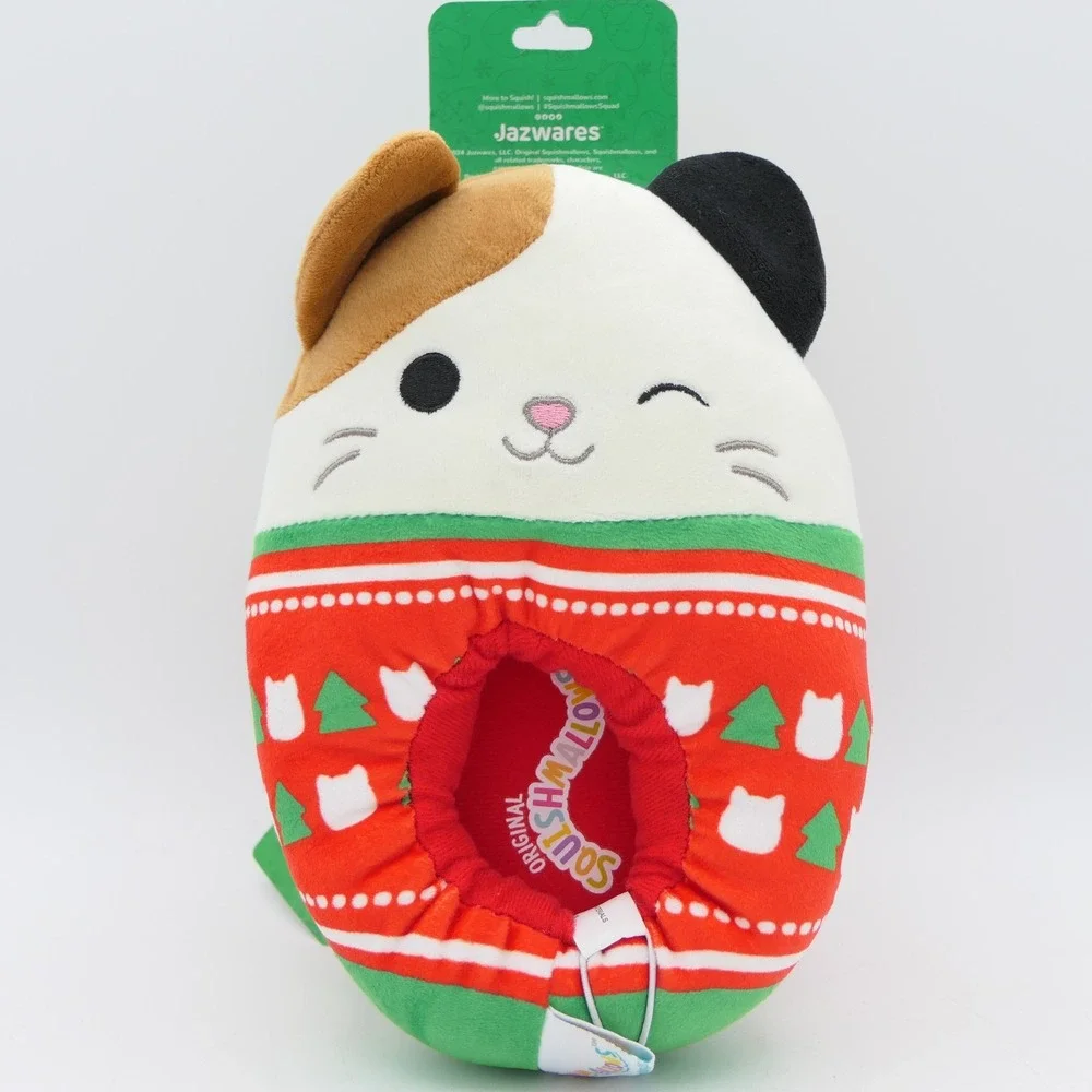 Original Squishmallows Cam The Calico Christmas Cat Slippers Size 11-12 Youth
